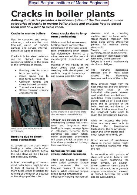 Cracks in boiler plants