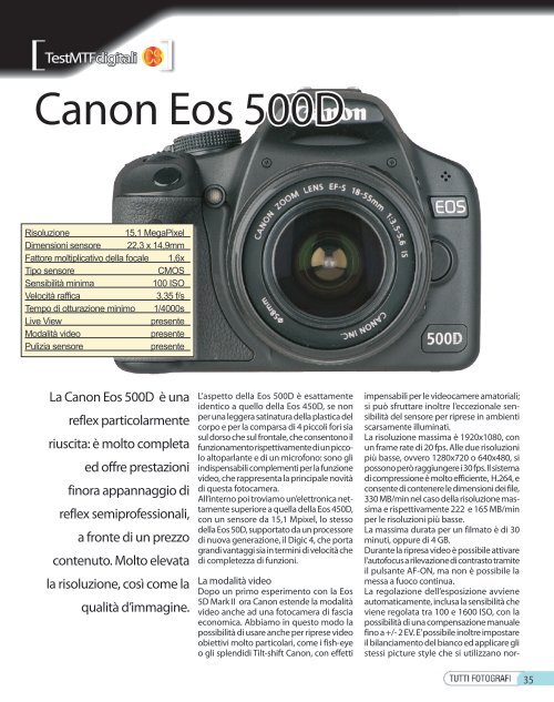Canon Eos 500D - Fotografia.it