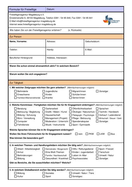 Jahresbericht betreuung formular