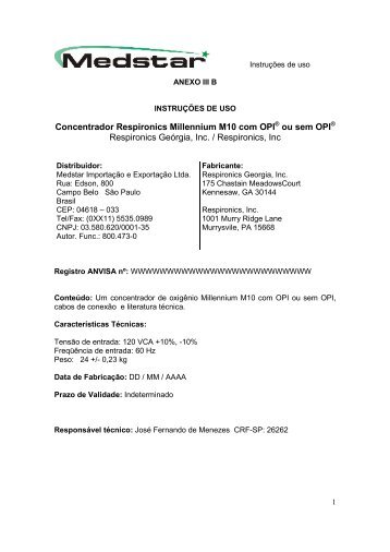 RESPIRONICS_MILLENIUM_MOD OPI.pdf - FisioCare