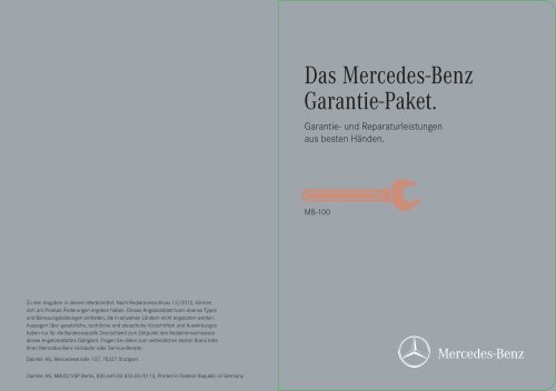 Garantie Paket Mb 100 Mercedes Benz Niederlassung Frankfurt