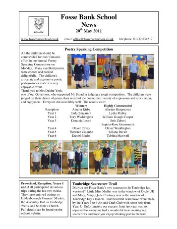 20th May 2011 Newsletter - Fosse Bank School