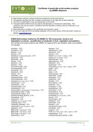 Certificate of pesticide multi-residue analysis by MSMS ... - Fytolab