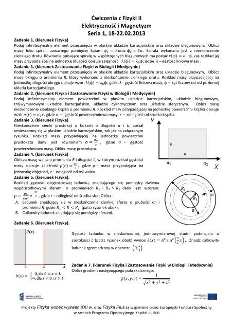 Ćwiczenia z Fizyki II Elektryczność i Magnetyzm Seria 1, 18-22.02 ...