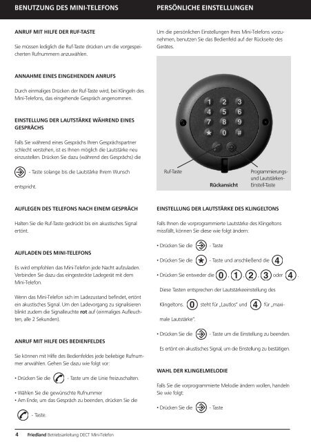 BETRIEBSSANLEITUNG MINI-TELEFON - Friedland