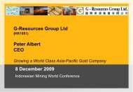 G-Resources Group Ltd Peter Albert CEO 8 December 2009