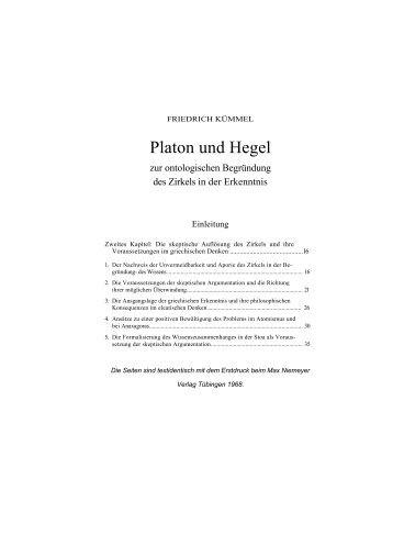 Platon und Hegel - Friedrich Kümmel
