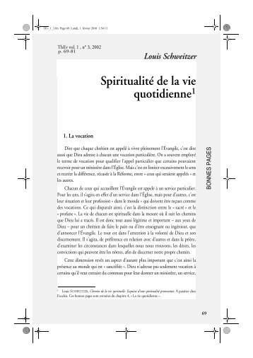 Louis Schweitzer Spiritualité de la vie quotidienne1 - Faculté Libre ...