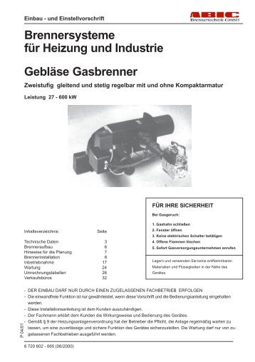 Brennersysteme für Heizung und Industrie Gebläse Gasbrenner