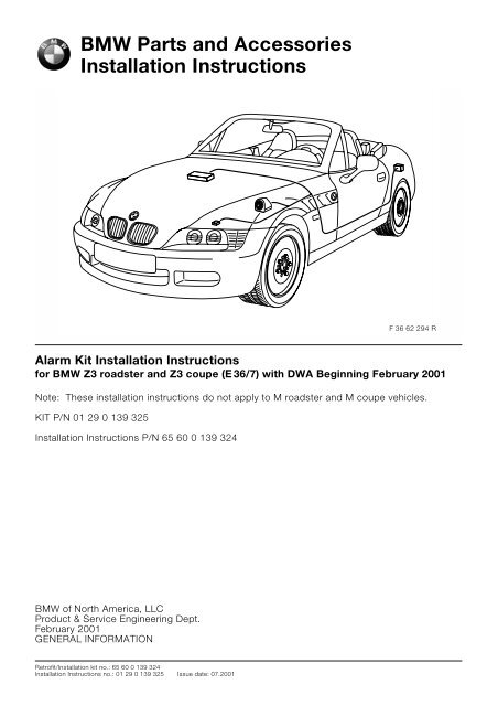 BMW Parts and Accessories Installation Instructions - BMW Retrofit ...