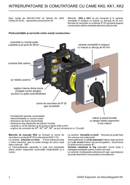 intrerupatoare si comutatoare manuale cu came - GANZ Kapcsoló ...