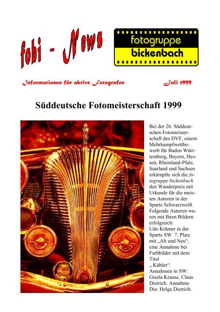 Süddeutsche Fotomeisterschaft 1999 - Fotogruppe Bickenbach