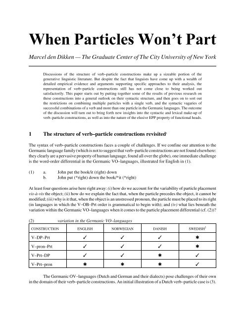 When Particles Won't Part - CUNY Graduate Center