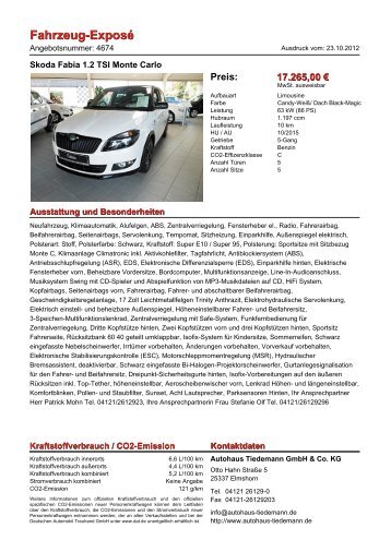 Fahrzeug-Exposé - Autohaus Tiedemann