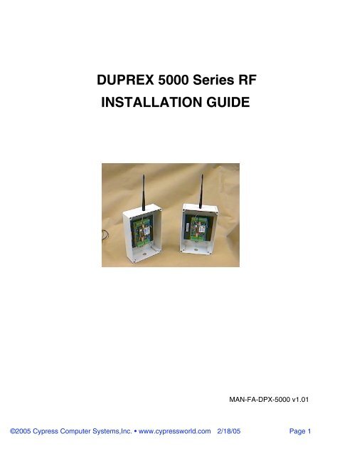 DUPREX 5000 Series RF INSTALLATION GUIDE - Galaxy Control ...