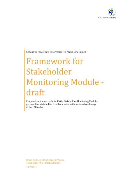 Stakeholder Module Draft Framework for the PNG Stakeholder Monitoring Module