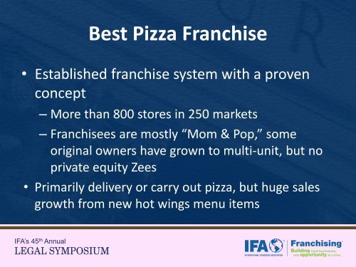 Negotiating with Private Equity Owned Franchisees - International ...