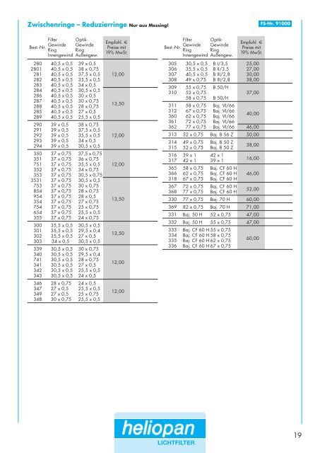 PREISLISTE