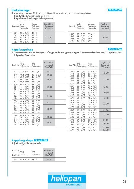 PREISLISTE