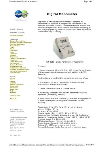 Digital Manometer - Fisiocarebrasil.com.br