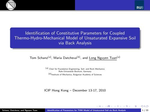 Identification of Constitutive Parameters for Coupled Thermo-Hydro ...