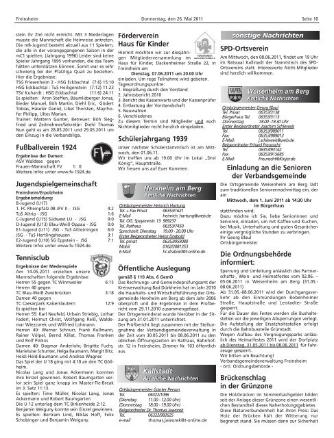 Amtsblatt - Verbandsgemeinde Freinsheim