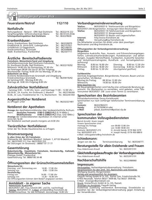 Amtsblatt - Verbandsgemeinde Freinsheim