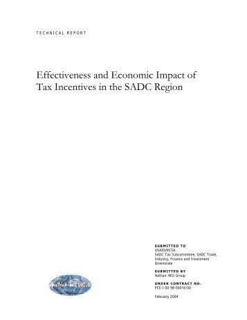 Effectiveness and Economic Impact of Tax Incentives in the SADC ...