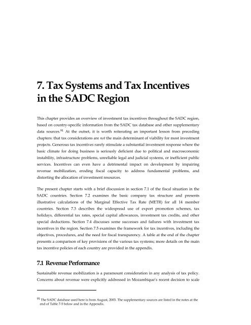 Effectiveness and Economic Impact of Tax Incentives in the SADC ...