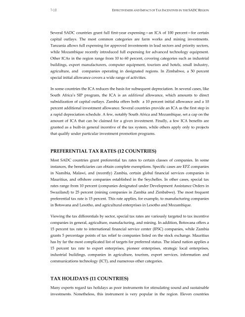 Effectiveness and Economic Impact of Tax Incentives in the SADC ...