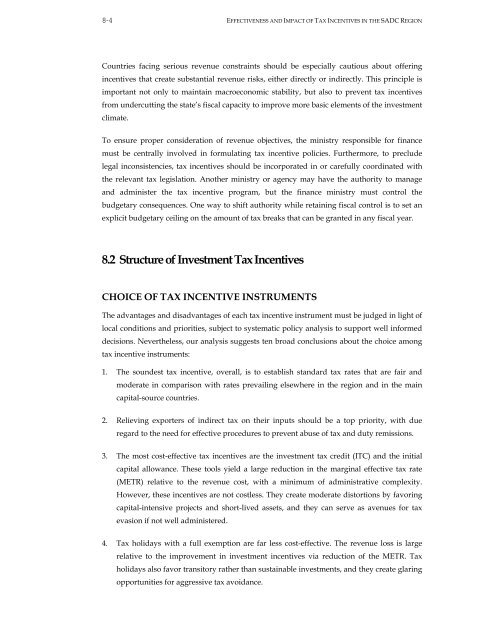 Effectiveness and Economic Impact of Tax Incentives in the SADC ...