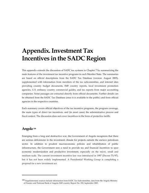 Effectiveness and Economic Impact of Tax Incentives in the SADC ...