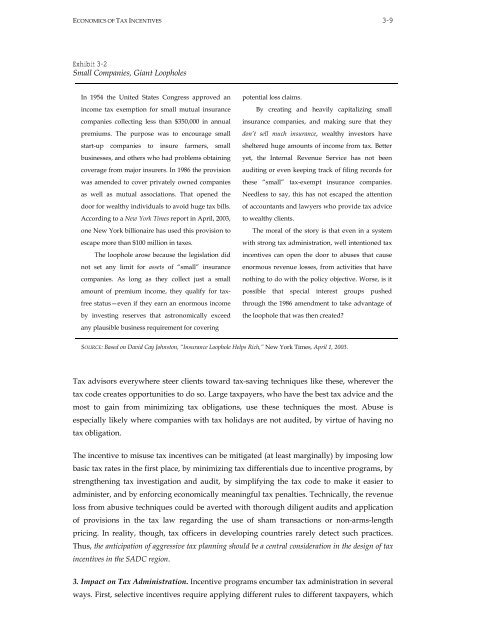 Effectiveness and Economic Impact of Tax Incentives in the SADC ...