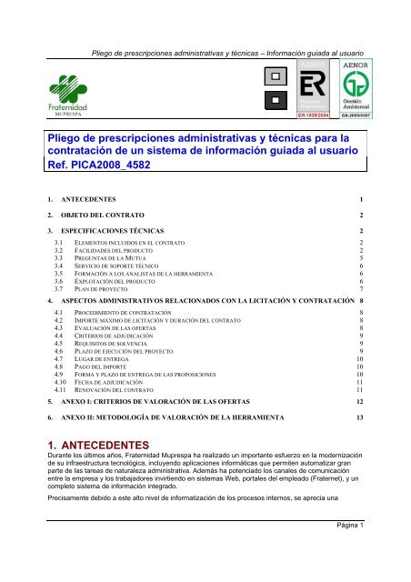 Pliego De Prescripciones Administrativas Y T cnicas Para La Pliego De Prescripciones Administrativas Y T cnicas Para La