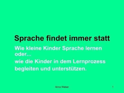 Sprache findet immer statt - Forum Bildung