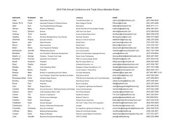 2010 FAA Annual Conference and Trade Show Attendee Roster