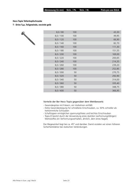 Holzverbinder â Preisliste 2007/08 - Beinbrech