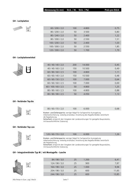 Holzverbinder â Preisliste 2007/08 - Beinbrech