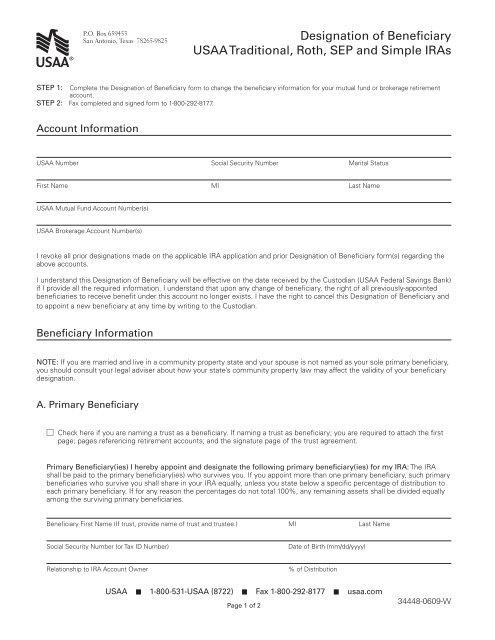 USAA Beneficiary Form