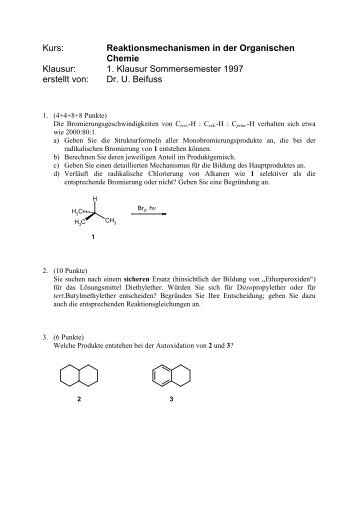 1. Klausur Sommersemester 1997 erstellt von: Dr. U. Beifuss