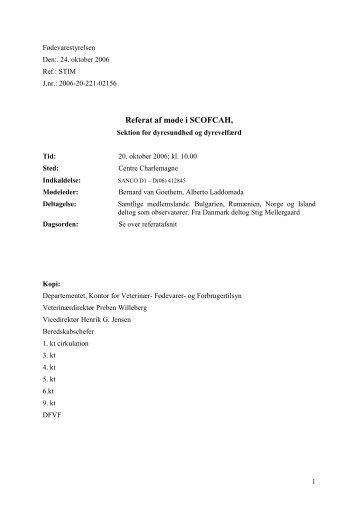 Referat SCOFCAH 10Oct 20 - kort version - Fødevarestyrelsen