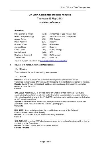 UK LINK Committee Meeting Minutes Thursday 09 May 2013 via ...