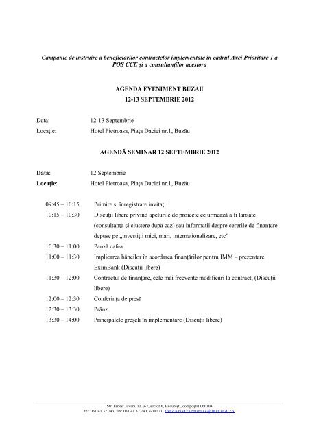 Agenda evenimentului