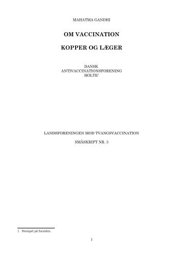 Gandhi, M. K.: Om Vaccination, Kopper og Læger - Det danske ...