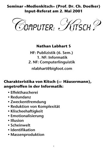 Input-Referat "ComputerKitsch" - gag factory