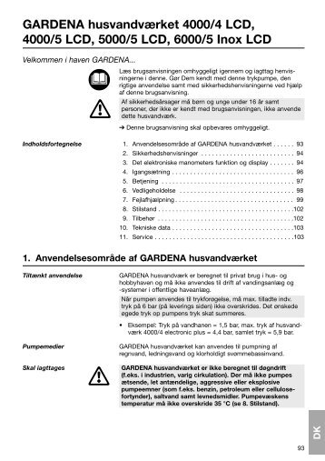 OM, Gardena, husvandværket 4000/4 LCD, Art 01763, Art 01765, Art ...