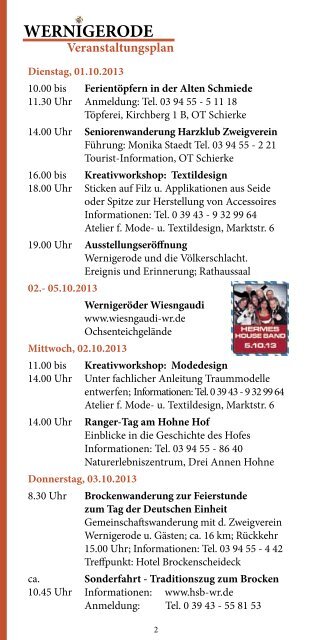 WERNIGERODE Insider Tipps Oktober 2013