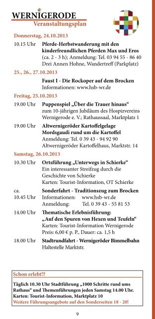 WERNIGERODE Insider Tipps Oktober 2013