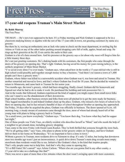 (17-year-old reopens Truman\222s Main Street Market) - the city of ...