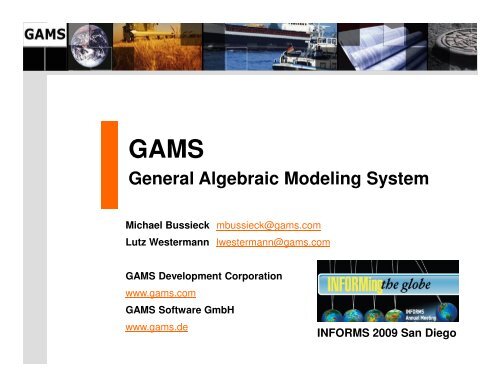 General Algebraic Modeling System - Gams